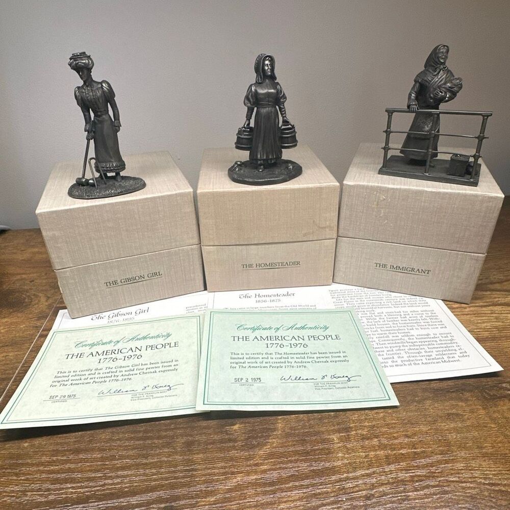 The Gibson Girl The Homesteader The Immigrant  Pewter Figurine‎ Franklin Mint
